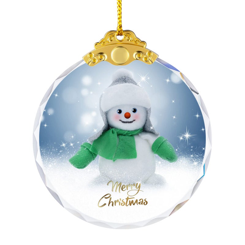 YouerCrystal Christmas Crystal Decoration Hanging Ornament  Shiny Decor Ornament Decoration for Christmas Tree  Crystal Home Decor Xmas Gifts (Snowman) - Image 1